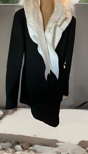 $1600 XL 14 DONNA KARAN collection Black Label faced stretch wool JACKET - Picture 1 of 16