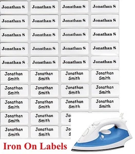 24 White Iron On Personalised Name Clothing Labels / Tags - (22*09mm) Warm Wash - Picture 1 of 3