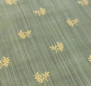 BRUNSCHWIG & FILS AQUA "BAYBERRY STRIE" BESTICKTER BAUMWOLLSTOFF - Bild 1 von 1