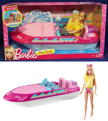 全新 BARBIE GLAM 船 带遮篷快艇 芭比比比比基尼船漂浮座椅 4 — 第 1/4 张图片