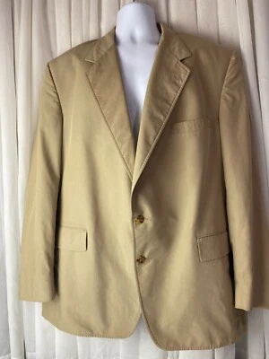 Vintage LL Bean Blazer Mens 46T Tan Sport Coat Jacket Pockets Freeport Maine USA - Image 1 of 4