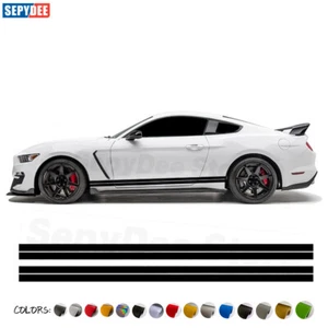 Racing Stripes Rocker Panel Side Stickers For Ford Mustang Shelby GT GT500 GT350 - Picture 1 of 18