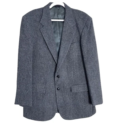Chaqueta Blazer Savile Row Para Hombres 44L Abrigo Deportivo Tweed Espiga 100% Lana Gris Foto 1 de 4