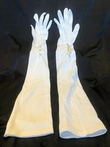 Van Raalte vintage (50s-60s) formal opera length faux pearls white nylon gloves - Picture 1 of 6
