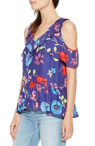Parker Damen Top Blau XS Schulterfrei Dedra Seidenmischung Valencia Eclipse 218 $ - Bild 1 von 8