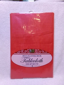 Better Home Christmas 60" Round Tablecloth Peva Flannel Back Tablecloth RED - Picture 1 of 8