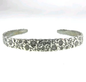 Vintage '1947 Rogers Bros' Brothers Forget Me Not Flower Cuff Bracelet - Picture 1 of 4