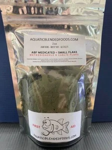 ABF 2oz MEDICATED FISH FLAKE FOOD -WITH GARLIC, FISH FOOD, OSCAR,DISCUS,ABF308 - Picture 1 of 6