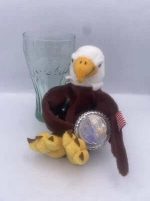 Coca Cola 1998 Plush Reegle Bald Eagle Soft Toy With Cola Glass - Image 1 of 3