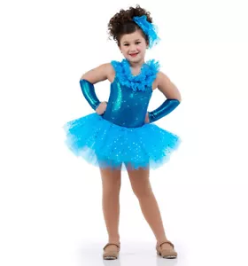 Glam TÜRKIS Erwachsene groß Tanzkostüm Glitzer Pailletten Ballett Tutu Wasserhahn Kleid - Bild 1 von 9