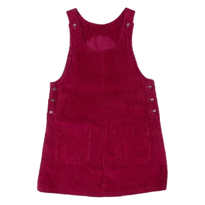 Girls Dungaree Dress Red Corduroy Sleeveless Knee Length M - Image 1 of 4