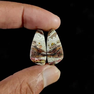 2 Pcs 19.00 Cts Natural CRAZY LACE Cabochon Bracelet Making 26x11x3.5 MM - Picture 1 of 8