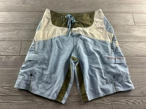 Ezekiel Men Swimwear 32 Blue/White/Green Colorblock Cargo Pockets Drawstring - Picture 1 of 10