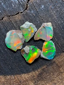 Uncut Ethiopian Fire Opal Rough 8.20 CT Natural Welo Opal Gemstone Raw 5-Pcs - Picture 1 of 6