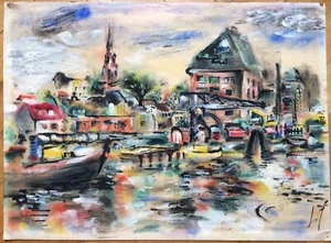 BODO FRANCKE: Hafen in Kleinstadt, Aquarell  - Picture 1 of 1
