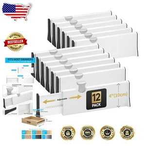 12-Pack Multi-Functional Drawer Dividers - Easy Adjustable Storage Solution - Picture 1 of 9