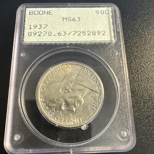 1937 Boone Commemorative Half Dollar 50c PCGS MS-63 Rattler - Picture 1 of 2