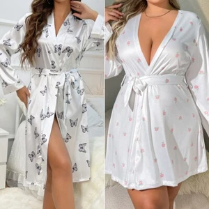 Sexy Robe Satin Lingerie Women Lace Dress Babydoll Nightgown Sleepwear pajamas - Picture 1 of 30