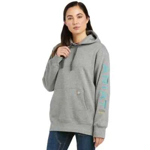 Ariat Ladies Rebar Graphic Hoodie Heather Grey X-Small UK 4-6 - Picture 1 of 3