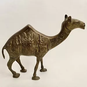 Figura antigua de colección de 6"" de latón camello estatua de reyes totalmente tallada - Imagen 1 de 16