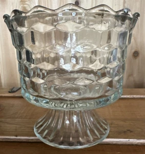 Whitehall klare Kolonie schwer kubistisch American Indiana Glas Fuß Kompott Schale - Bild 1 von 8