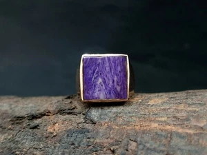 Charoit Ring 925 Massiv Sterlingsilber Ring 22K Gelbgold Gefüllter Ring - Bild 1 von 2