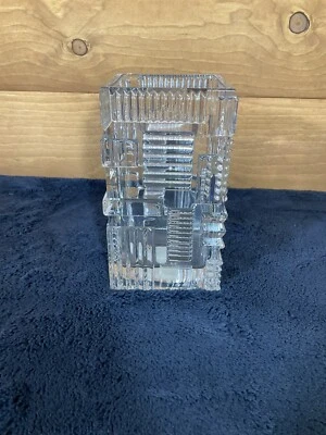 Waterford Marquis Lead Crystal Glass, 8” Cubist Hurricane Votive Candle Holder - Image 1 of 4