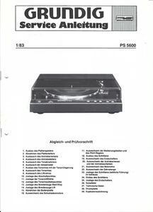 Grundig Service Manual für PS 5600 Copy - Picture 1 of 1