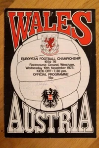 Hand Signed Wales v Austria 1975 Programme: Joey Jones Debut - Liverpool FC - Picture 1 of 2