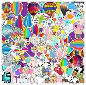 BALLOON Stickers ~HOT AIR Helium BIRTHDAY PARTY Parties ANIMALS~VINYL Waterproof - Picture 1 of 8