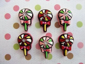 20 botones de resina de estrás de piruleta rosa y rojo/Navidad/dulces/artesanía/vacaciones B46 - Imagen 1 de 6