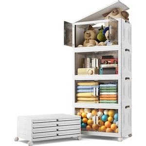 Aufbewahrungsbox, Plastikbox, Stapelbar, faltbar, Rollbar, 54L - Bild 1 von 11