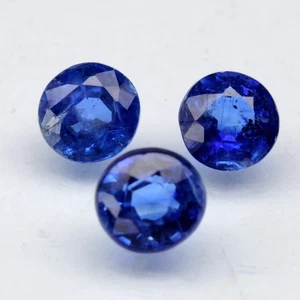 💎 1.89ct 3pcs Lot Round Natural Blue Kyanite - Untreated Nepal Gemstone - Picture 1 of 4