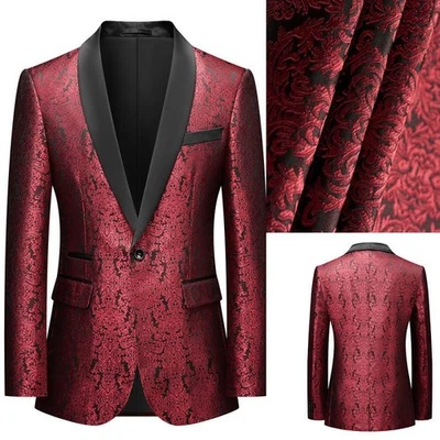 Paisley Hombres Blazers Abrigos Trajes de Vestir Solapa de Pico Chaqueta de un solo pecho Jacquard Foto 1 de 4