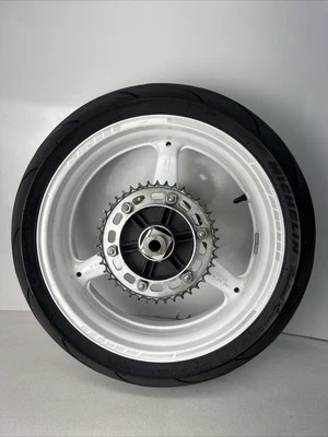 2008 Honda Cbr1000rr Rear Back Wheel Rim Tire Dsic Brake Sprocket Straight White - Image 1 of 4