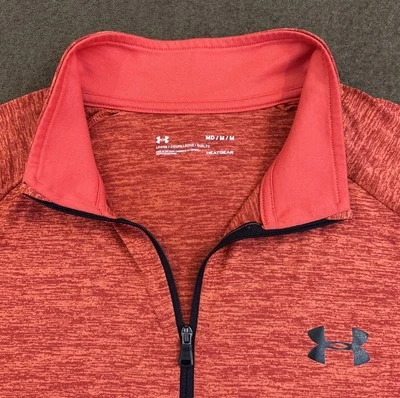 UNDER ARMOUR Mens Orange Heather 1/2 Zip Performance Running Pullover Medium - Image 1 of 4