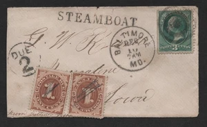 US 1880s BALTIMORE, MD. STEAMBOAT COVER FROM BALTIMORE WITH FANCY TARGET CANCEL - Picture 1 of 2