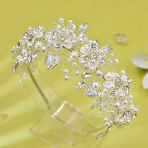 Legierung blätter Frauen Haarnadeln Mit Perle Strass Braut kopfstück Geschenk - Bild 1 von 7