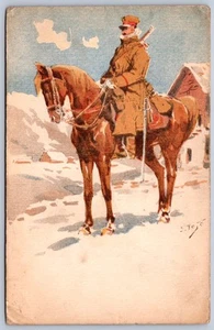 K26/ Postal firmada por artista c1910 soldado japonés caballo de la Primera Guerra Mundial 116 - Imagen 1 de 4