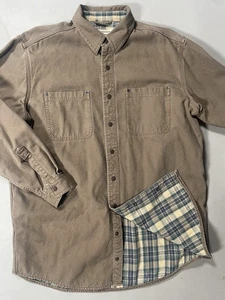 LL Bean Brown Hurricane Shirt Flannel Lined Work Utility Shacket Mens L Tall - Picture 1 of 6