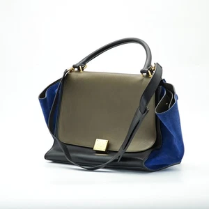 CELINE Trapeze Small 2-Way Bag Black with Flap with Shoulder Strap - Picture 1 of 19