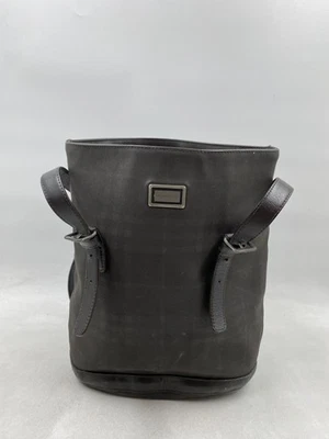 Burberry Black Check Leather Bucket Drawstring Shoulder Bag - Image 1 of 4