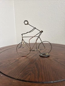 Handmade Wire Bicycle Rider Metal Sculpture - Picture 1 of 5