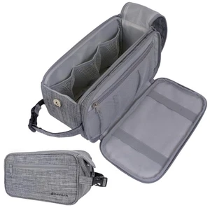 Bolsa de aseo para hombre, kit Dopp de afeitado, cuero PU, resistente al agua, gris jaspeado - Imagen 1 de 7