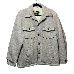 Vintage Sears Wool Blend Herringbone Jacket Coat Medium Quilted Lined Shacket - Picture 1 of 11