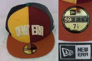 New Era Hat 59Fifty Flat Brim Size 7 1/4 New Red Yellow Gray Orange #J2883 - Picture 1 of 10