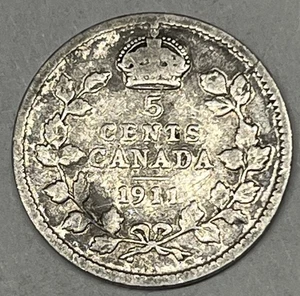 1911 Canada Silver (.925) 5 Cents - Canadian Coin.  Free Shipping !! - Picture 1 of 4