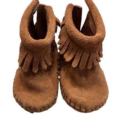 Minnetonka Toddler Size 2 Brown Suede Ankle High Moccasins - Image 1 of 4