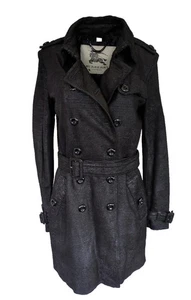 Burberry Leder Trenchcoat UK 8 Schwarz Gestreift Italienisch US 6 IT 40 - Bild 1 von 7