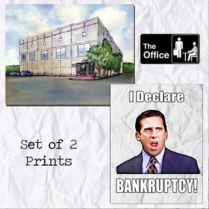 Das Büro Pams Aquarellgemälde Michael Scott Ich erkläre Konkurs Geschenk Kunst - Bild 1 von 3